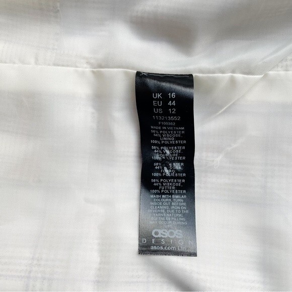 ASOS Design Oversized Blazer Cream Tan Plaid Boyfriend Jacket Size 12P 12 Petite - Picture 7 of 9